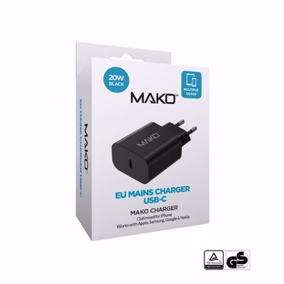 Picture of Mako Mako 20W EU Mains Charger for USB-C in Black
